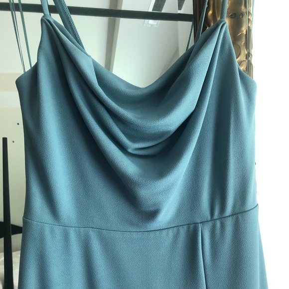 Birdy Grey Ash cowl neck crepe dress in dusty blue - Picture 4 of 6